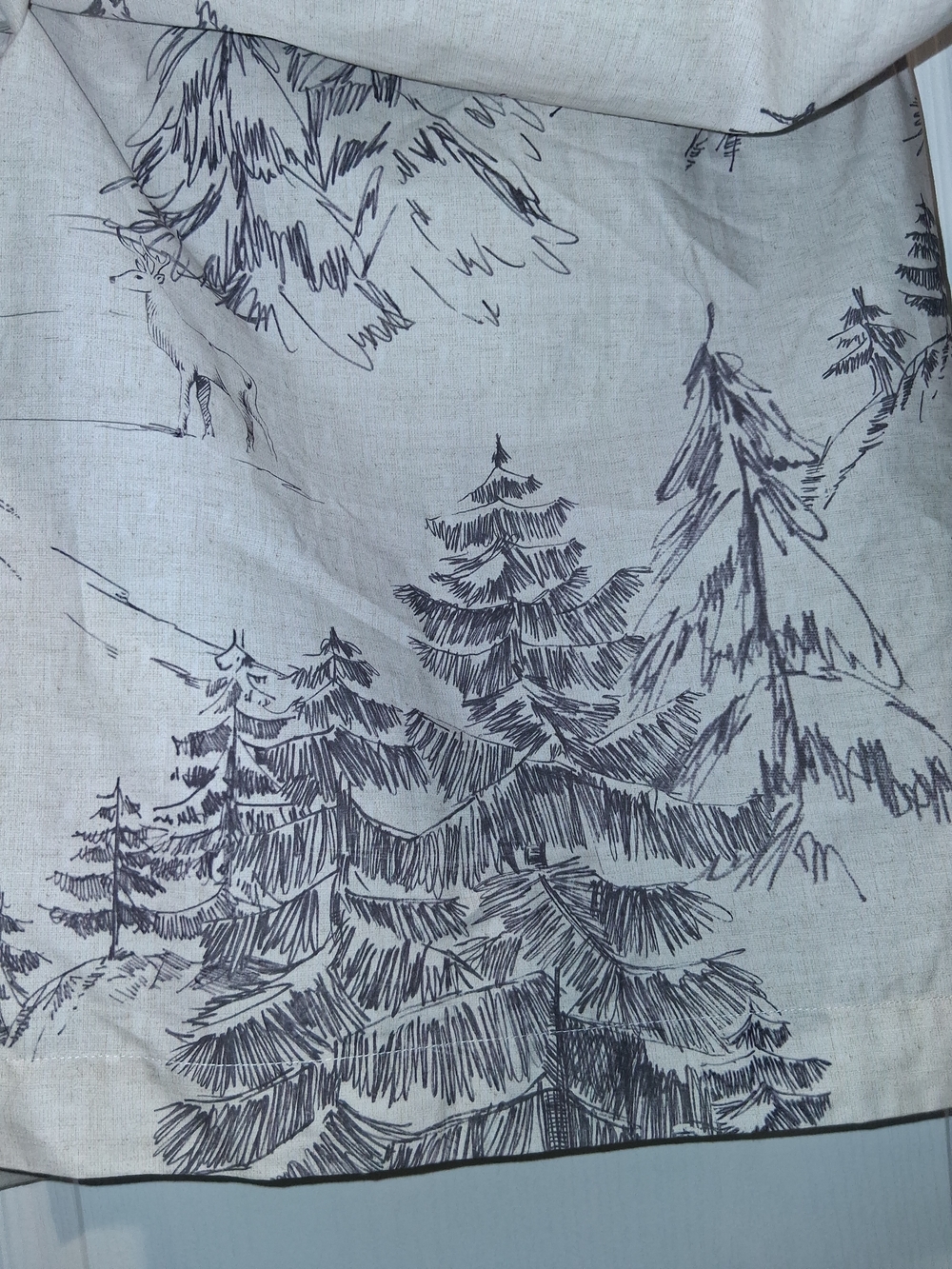 Pottery Barn Rustic Forest Shower Curtain, 72", Deer Cabin Winter Woods - Picture 7 of 9